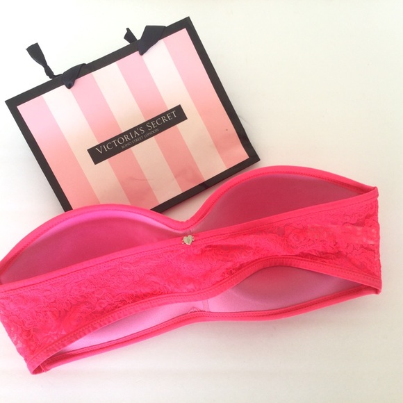 VICTORIAS SECRET PINK LACE BANDEAU BRA NWOT - Picture 2 of 8